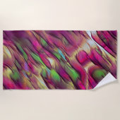 不透明とクロムグリーンとブルゴーニュの斑点の混合 ビーチタオル (正面)