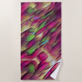 不透明とクロムグリーンとブルゴーニュの斑点の混合 ビーチタオル (正面)