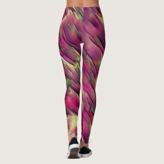 不透明とクロムグリーンとブルゴーニュの斑点の混合 レギンス (裏面)