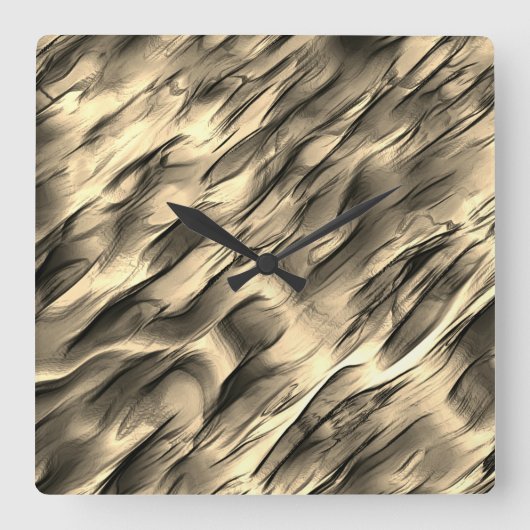 不透明とクロムベージュの起伏のある染みの混合 スクエア壁時計 (正面)