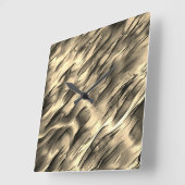 不透明とクロムベージュの起伏のある染みの混合 スクエア壁時計 (傾斜)