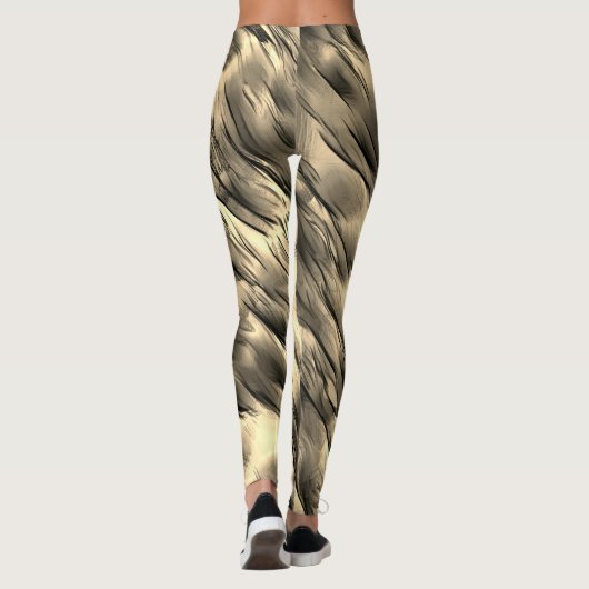 不透明とクロムベージュの起伏のある染みの混合 レギンス (裏面)