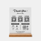 不透明なクリーンなスキャンで ３つのQRコードにお支払い ありがとう アクリルサイン (正面)