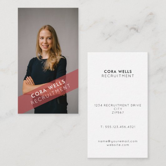 不透明なバナーが付いた写真 名刺 (正面/裏面)