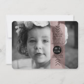 不透明なプラムリボン誕生日パーティーの写真 招待状 (正面)