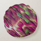 不透明な緑とクロムグリーンとバーガンディの斑点の混合 ラウンドクッション (裏面)