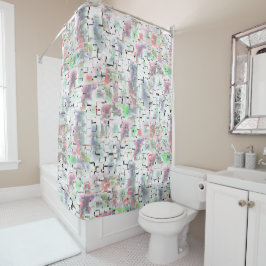 不透明な色と小さな霧雨の紙のモザイク シャワーカーテン