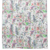 不透明な色と小さな霧雨の紙のモザイク シャワーカーテン (正面)