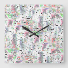 不透明な色と小さな霧雨の紙のモザイク スクエア壁時計
