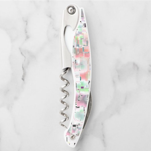 不透明な色と小さな霧雨の紙のモザイク ソムリエナイフ (正面)