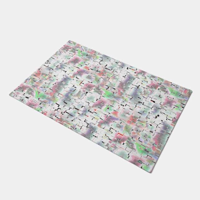 不透明な色と小さな霧雨の紙のモザイク ドアマット (アングル)