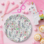 不透明な色と小さな霧雨の紙のモザイク ペーパープレート (パーティー)