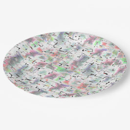 不透明な色と小さな霧雨の紙のモザイク ペーパープレート