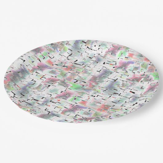 不透明な色と小さな霧雨の紙のモザイク ペーパープレート (アングル)