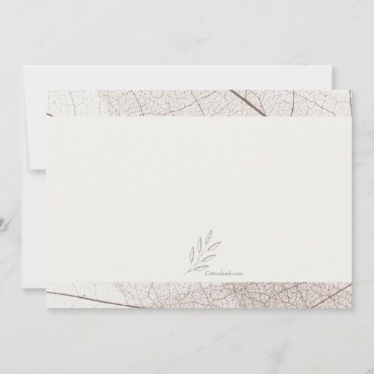 不透明な葉フォトリハーサルディナーパーティー 招待状 (裏面)