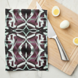 不透明な赤とグラデーションカーブの繰り返し キッチンタオル