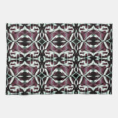 不透明な赤とグラデーションカーブの繰り返し キッチンタオル (横)