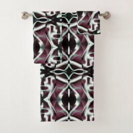 不透明な赤とグラデーションカーブの繰り返し バスタオルセット