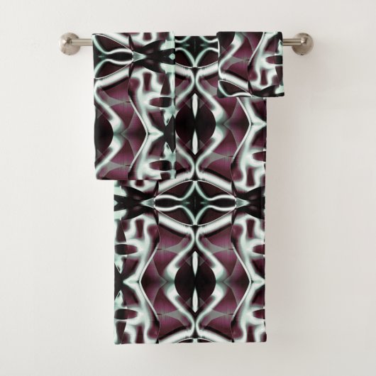 不透明な赤とグラデーションカーブの繰り返し バスタオルセット (インサイチュ)