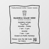 不透明カフェコーヒーショップQRコード営業時間 ウィンドウサイン (シート)