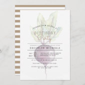 不透明ビート |ベギオーガニックー水彩誕生日 招待状 (正面/裏面)