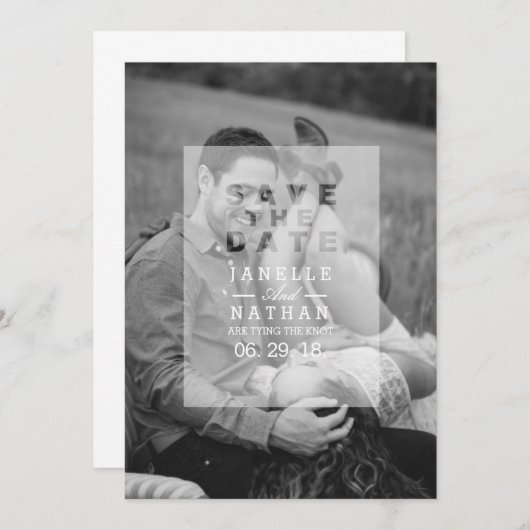 不透明フォトオーバーレイ |写真の日付を保存 セーブザデート (正面/裏面)