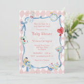 不遅れるで アリス・イン・ワンダーランド ピンクのベビーシャワー 招待状 (スタンド正面)