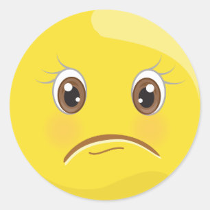 不運か悲しく黄色いEmojiはステッカーに直面します ラウンドシール