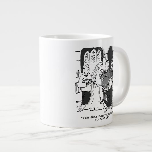 不適切な結婚式の日の提案 – おもしろい ジャンボコーヒーマグカップ (正面右)