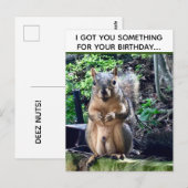 不適切な誕生日プレゼント - 面白いリスの「DEEZ NUTS」ユーモア ポストカード (正面/裏面)
