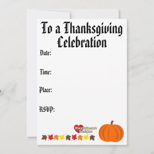 与えおもしろい感謝してい灰色の猫感謝祭 招待状 (裏面)