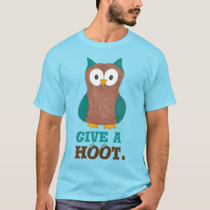 与えおん漫画フクロウの鳥目玉T型 Tシャツ