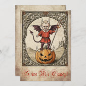 「与えお菓子!」 ヴィンテージデビルハロウィンカード シーズンカード (正面/裏面)
