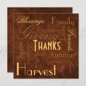 "与えている"ブラウンは感謝祭の招待状を感謝していしています 招待状 (正面/裏面)