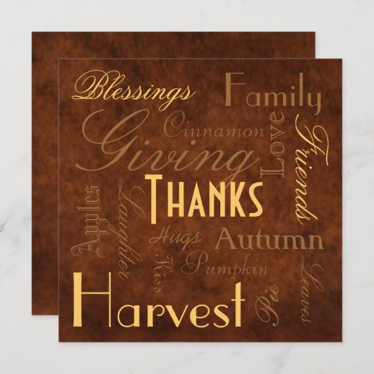 "与えている"ブラウンは感謝祭の招待状を感謝していしています 招待状 (正面/裏面)