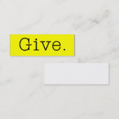 与えて下さい。 純粋なネオンレモン色および黒い引用文を与えます スキニー名刺 (正面/裏面)