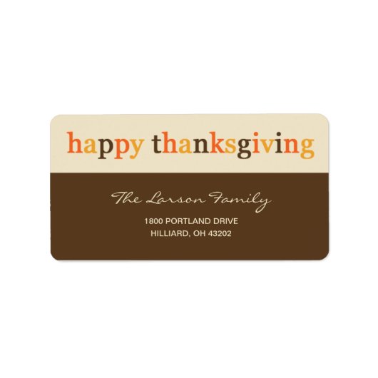 与えの感謝してい感謝祭住所 シール (正面)