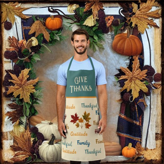 与えモダン葉メッセージは感謝祭感謝していを与える エプロン