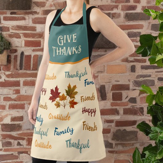 与えモダン葉メッセージは感謝祭感謝していを与える エプロン