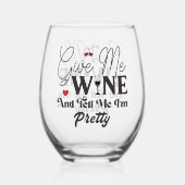 与えワインと教えてかわいらし下さい ステムなしワイングラス (正面)