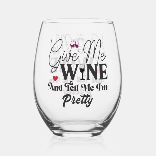 与えワインと教えてかわいらし下さい ステムなしワイングラス (正面)