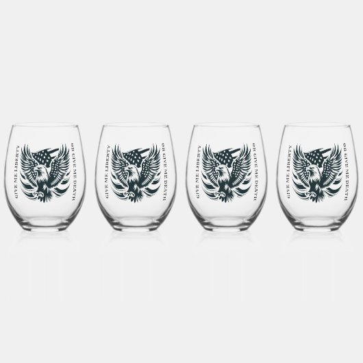 与え与え私の自由と私の死の飲み物用品セット ステムなしワイングラス (正面)