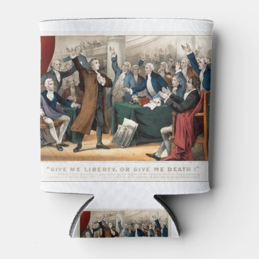 与え与え自由か死だ！パトリック・ヘンリー 缶クーラー (正面)