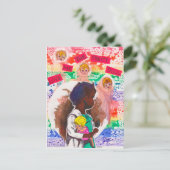 与え人形のかわいらし葉書 ポストカード (スタンド正面)