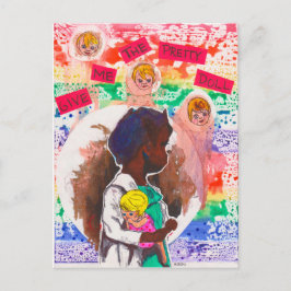 与え人形のかわいらし葉書 ポストカード