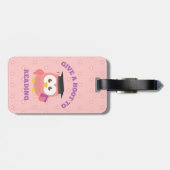 与え可愛い読フクロウの女の子と一緒に ラゲッジタグ (裏面横)