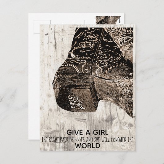 与え女おもしろいの子が右のブーツはがき シーズンポストカード (正面/裏面)