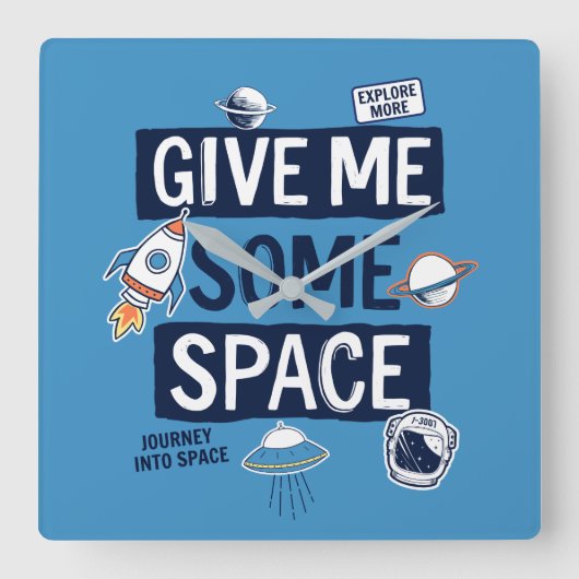 与え宇宙 スクエア壁時計 (正面)