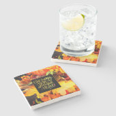 与え感謝していのハート秋 ストーンコースター (横)