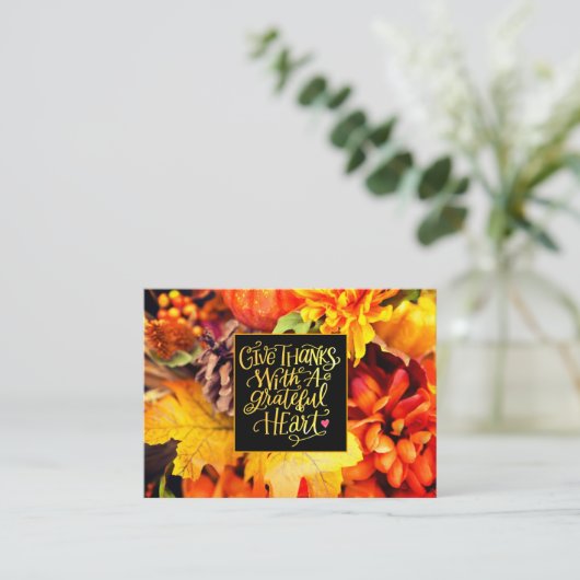 与え感謝していのハート秋 名刺 (スタンド正面)